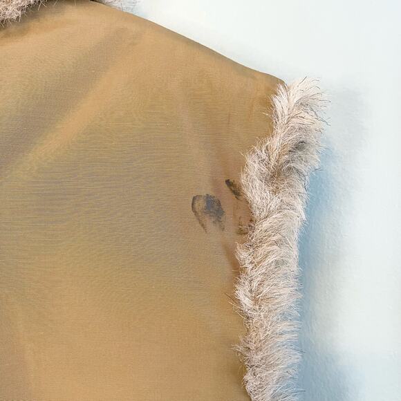 Vintage Woolrich Tan Lined Outerwear Faux Fur Collared Front Zip Vest Size XL - Picture 7 of 10